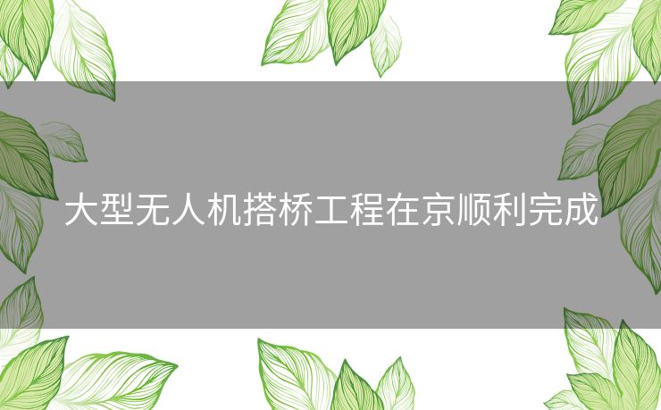 大型无人机搭桥工程在京顺利完成