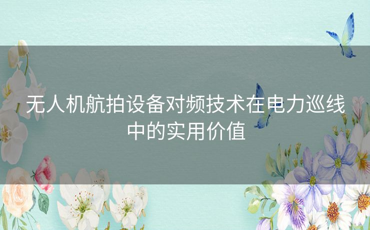 无人机航拍设备对频技术在电力巡线中的实用价值