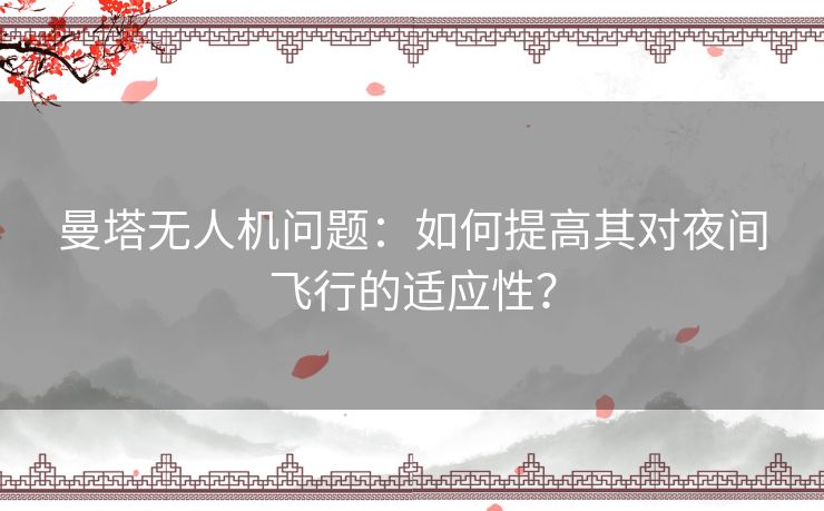 曼塔无人机问题：如何提高其对夜间飞行的适应性？