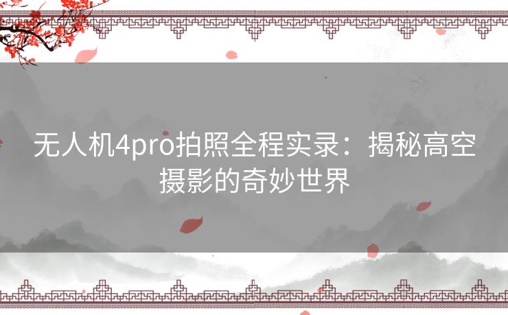 无人机4pro拍照全程实录：揭秘高空摄影的奇妙世界