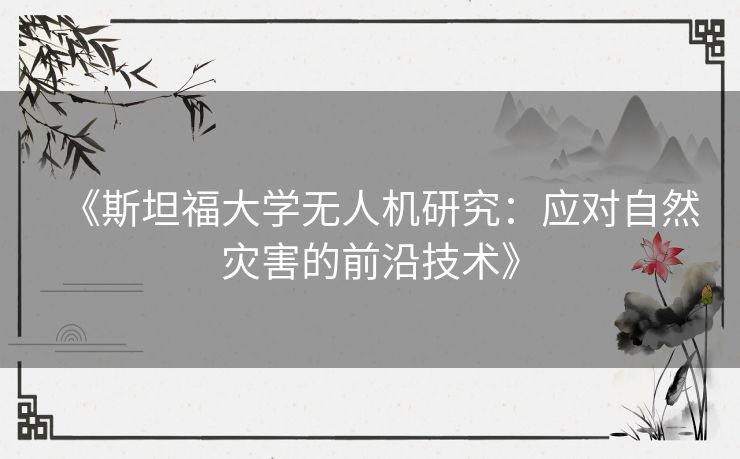 《斯坦福大学无人机研究：应对自然灾害的前沿技术》