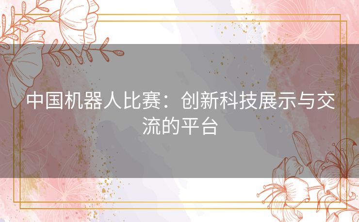 中国机器人比赛：创新科技展示与交流的平台