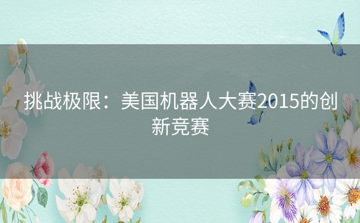 挑战极限：美国机器人大赛2015的创新竞赛