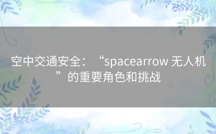 空中交通安全：“spacearrow 无人机”的重要角色和挑战