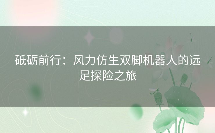 砥砺前行：风力仿生双脚机器人的远足探险之旅