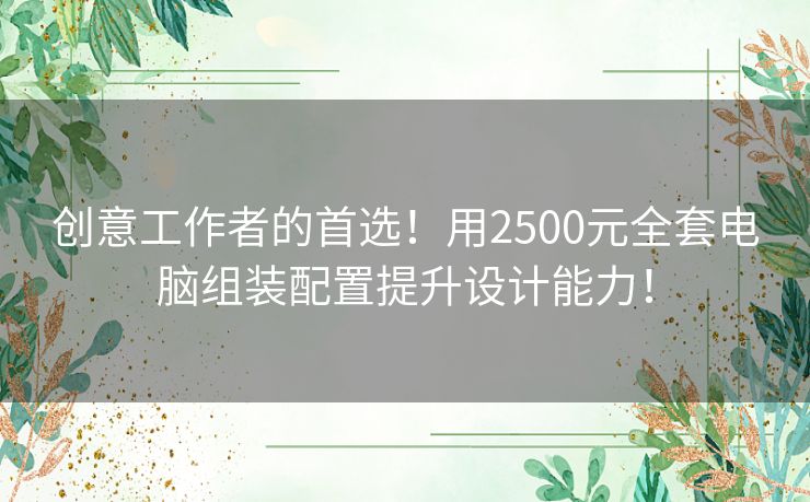 创意工作者的首选！用2500元全套电脑组装配置提升设计能力！