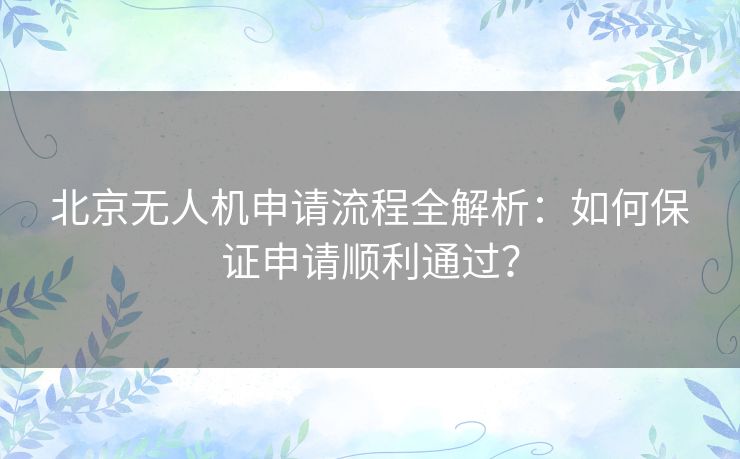 北京无人机申请流程全解析：如何保证申请顺利通过？