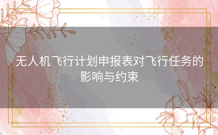 无人机飞行计划申报表对飞行任务的影响与约束