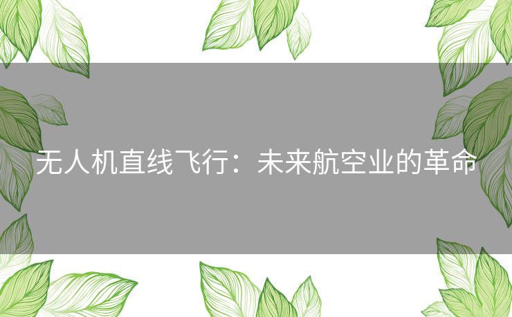 无人机直线飞行：未来航空业的革命