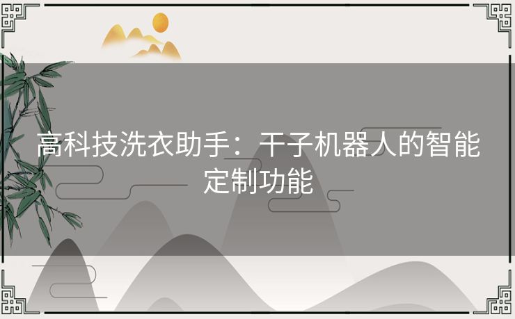 高科技洗衣助手：干子机器人的智能定制功能