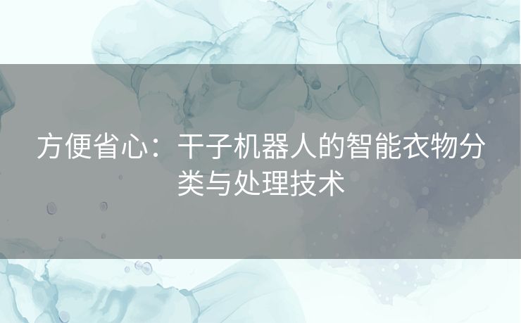 方便省心：干子机器人的智能衣物分类与处理技术