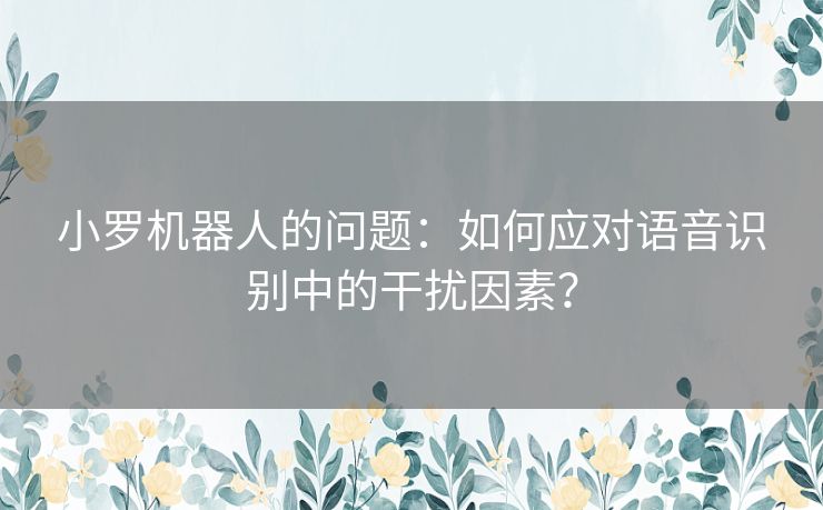 小罗机器人的问题：如何应对语音识别中的干扰因素？