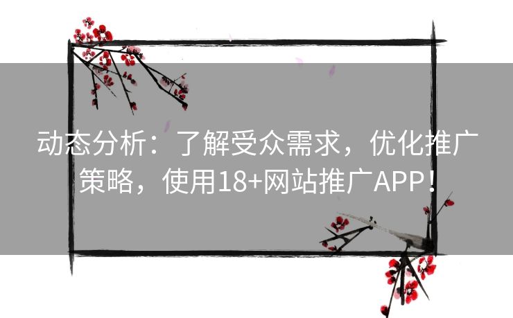 动态分析：了解受众需求，优化推广策略，使用18+网站推广APP！