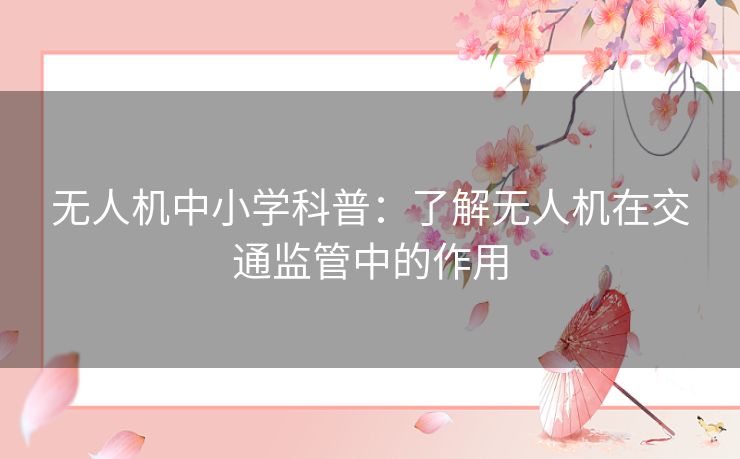 无人机中小学科普：了解无人机在交通监管中的作用