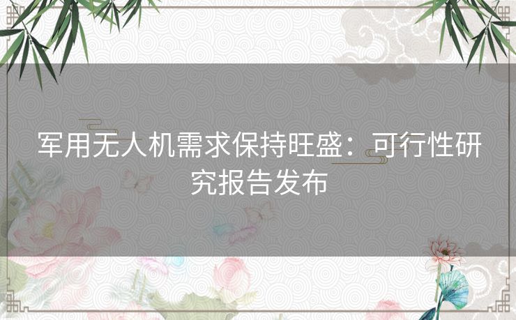 军用无人机需求保持旺盛：可行性研究报告发布