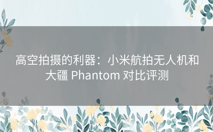 高空拍摄的利器：小米航拍无人机和大疆 Phantom 对比评测