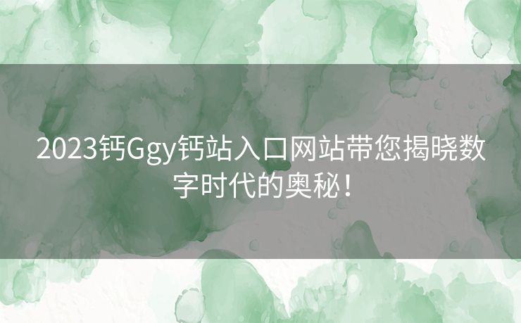 2023钙Ggy钙站入口网站带您揭晓数字时代的奥秘！