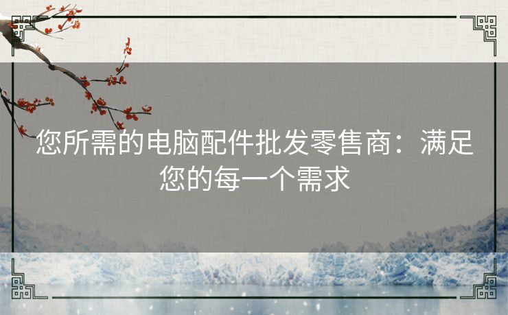 您所需的电脑配件批发零售商：满足您的每一个需求