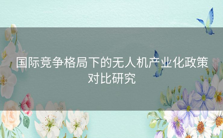 国际竞争格局下的无人机产业化政策对比研究