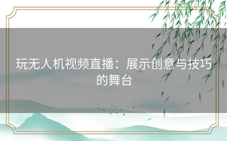 玩无人机视频直播：展示创意与技巧的舞台