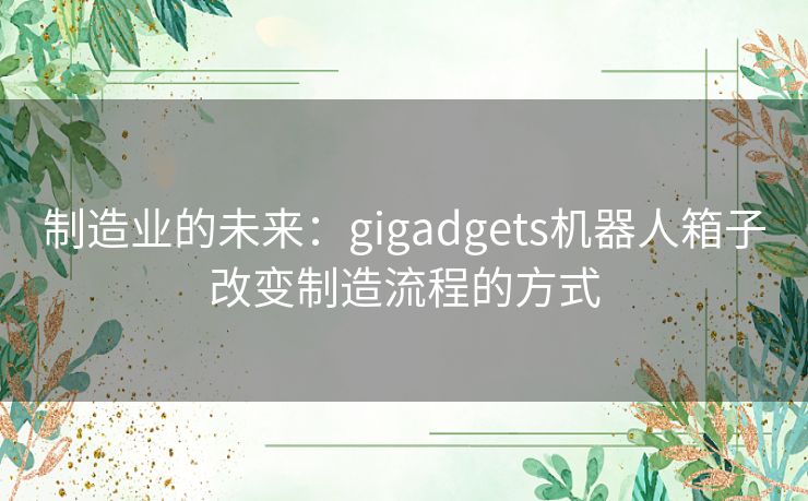 制造业的未来：gigadgets机器人箱子改变制造流程的方式