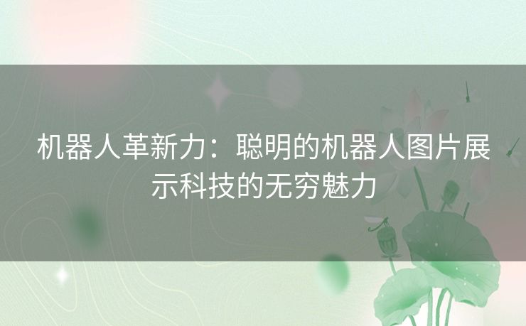 机器人革新力：聪明的机器人图片展示科技的无穷魅力