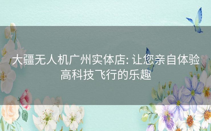 大疆无人机广州实体店: 让您亲自体验高科技飞行的乐趣