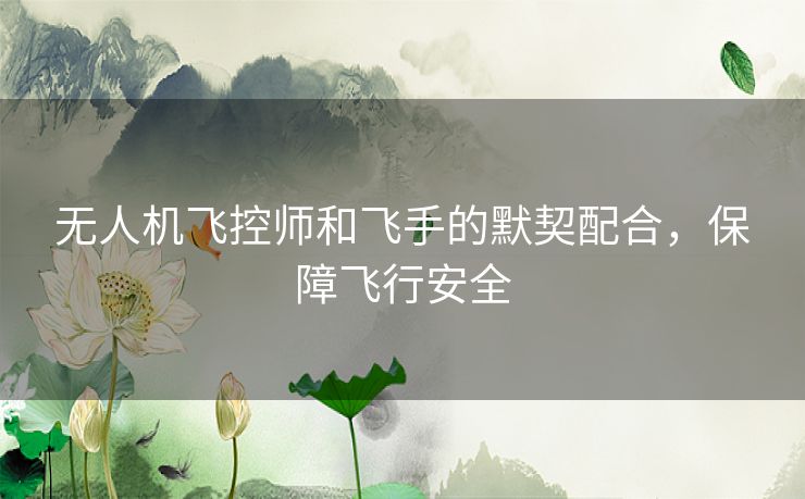 无人机飞控师和飞手的默契配合，保障飞行安全