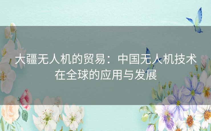 大疆无人机的贸易：中国无人机技术在全球的应用与发展