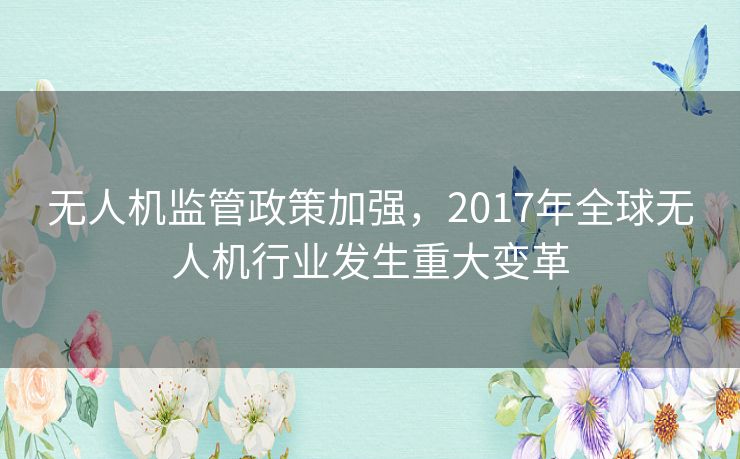 无人机监管政策加强，2017年全球无人机行业发生重大变革