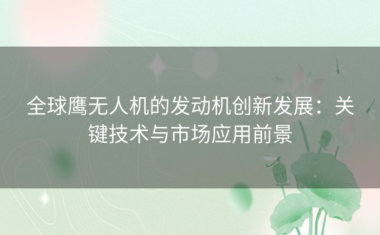 全球鹰无人机的发动机创新发展：关键技术与市场应用前景