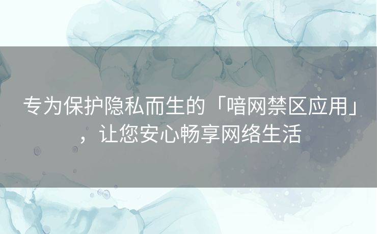 专为保护隐私而生的「喑网禁区应用」，让您安心畅享网络生活