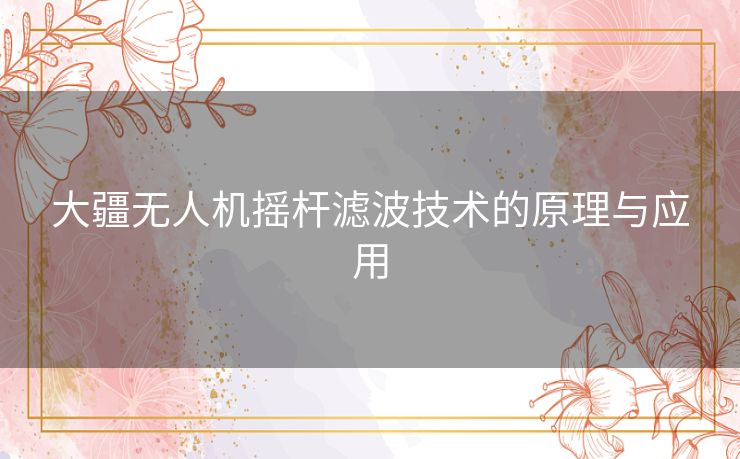 大疆无人机摇杆滤波技术的原理与应用