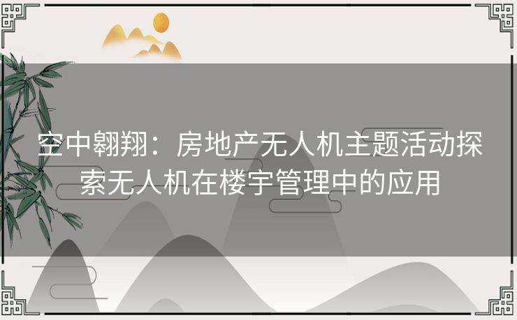 空中翱翔：房地产无人机主题活动探索无人机在楼宇管理中的应用