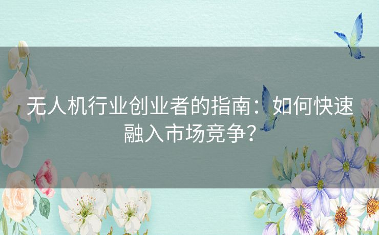 无人机行业创业者的指南：如何快速融入市场竞争？