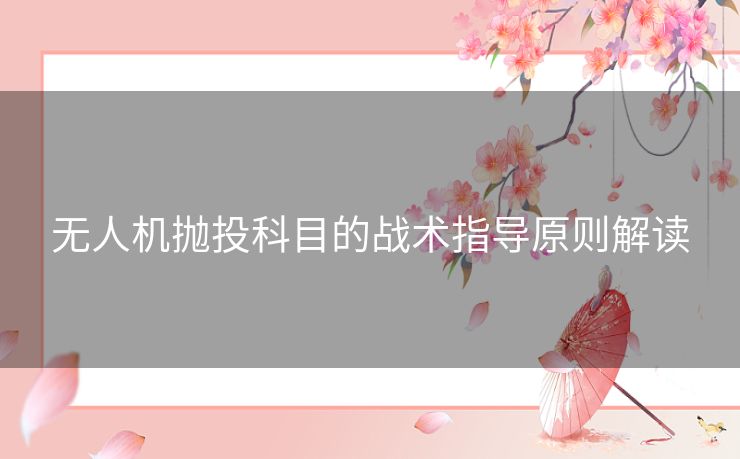 无人机抛投科目的战术指导原则解读