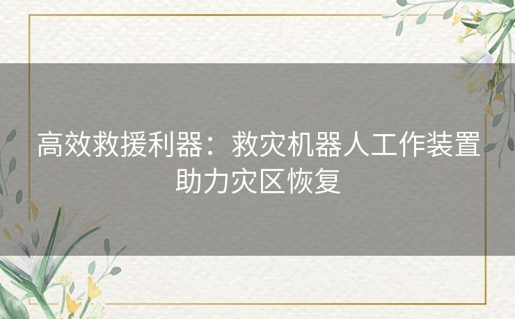 高效救援利器：救灾机器人工作装置助力灾区恢复