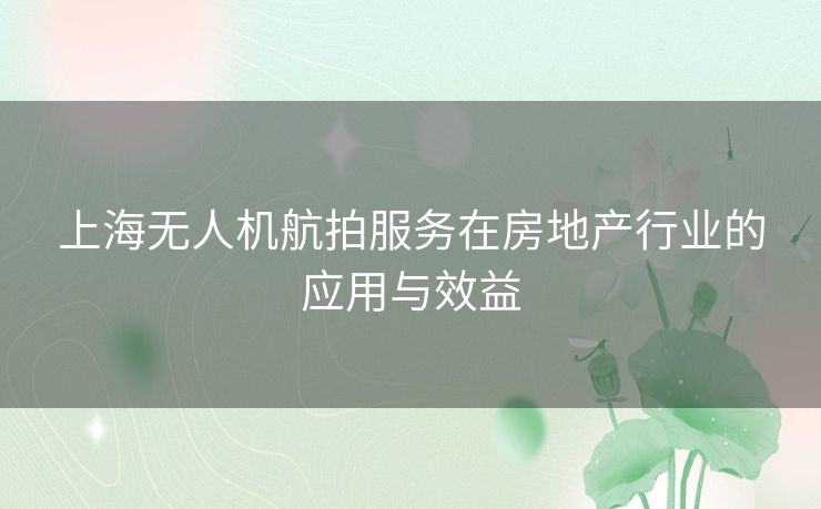 上海无人机航拍服务在房地产行业的应用与效益