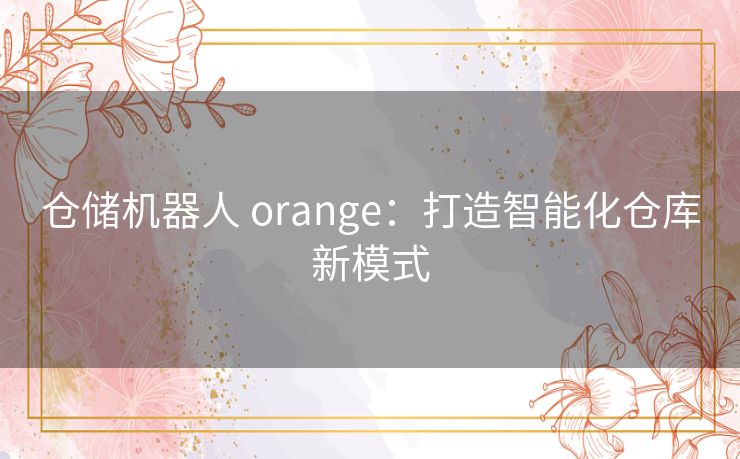 仓储机器人 orange：打造智能化仓库新模式