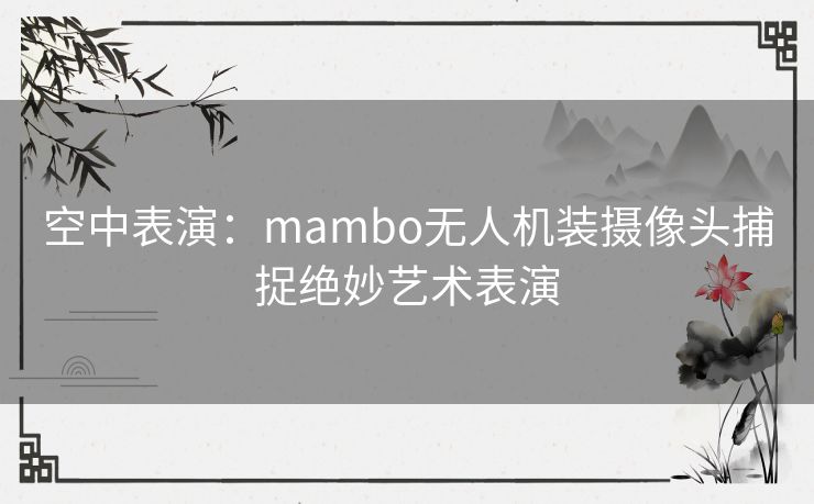 空中表演：mambo无人机装摄像头捕捉绝妙艺术表演