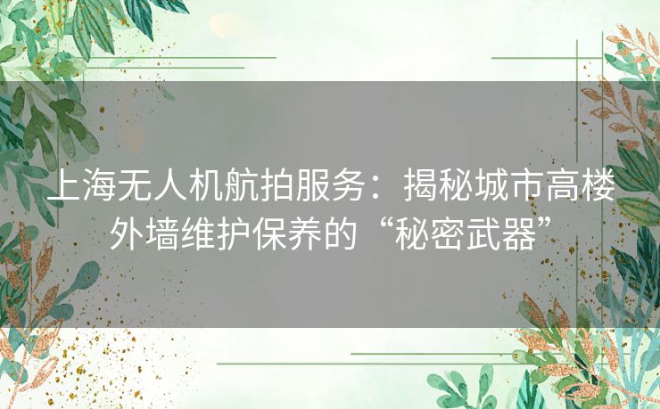 上海无人机航拍服务：揭秘城市高楼外墙维护保养的“秘密武器”