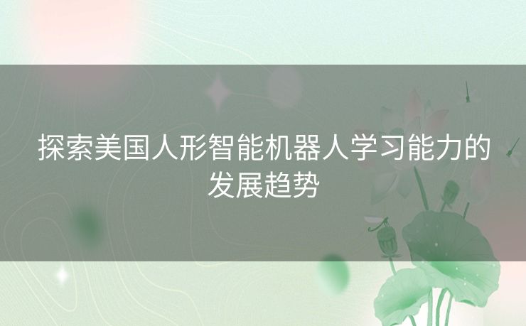 探索美国人形智能机器人学习能力的发展趋势