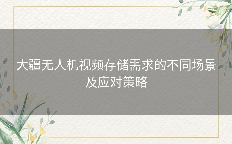 大疆无人机视频存储需求的不同场景及应对策略