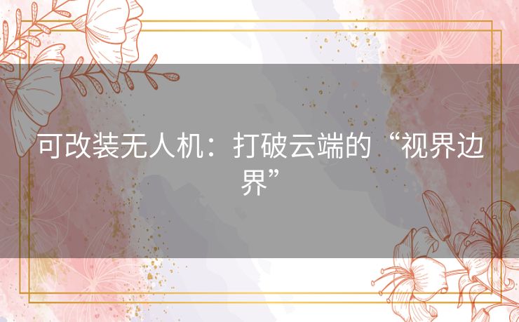 可改装无人机：打破云端的“视界边界”