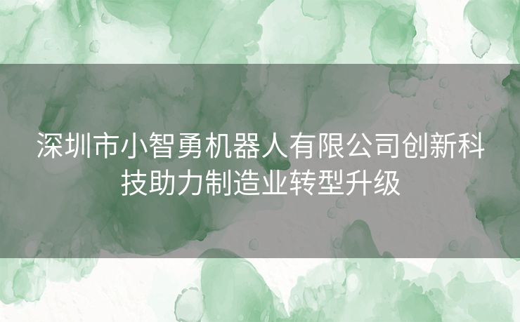 深圳市小智勇机器人有限公司创新科技助力制造业转型升级