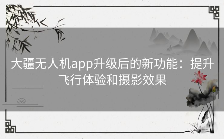 大疆无人机app升级后的新功能：提升飞行体验和摄影效果