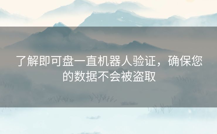 了解即可盘一直机器人验证，确保您的数据不会被盗取