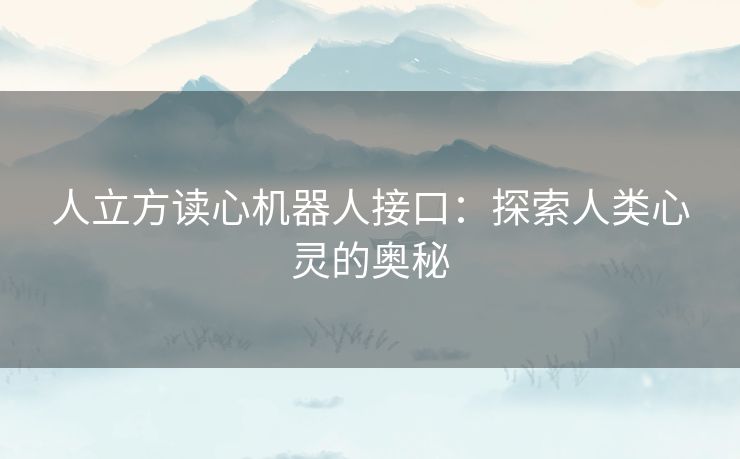 人立方读心机器人接口：探索人类心灵的奥秘