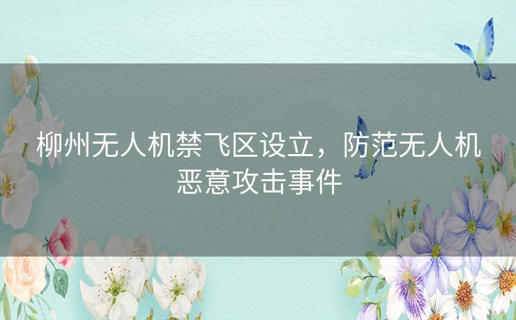 柳州无人机禁飞区设立，防范无人机恶意攻击事件