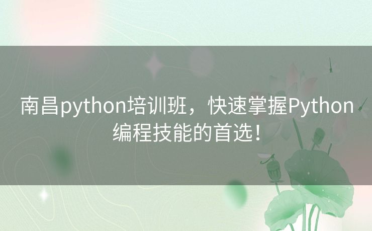 南昌python培训班，快速掌握Python编程技能的首选！